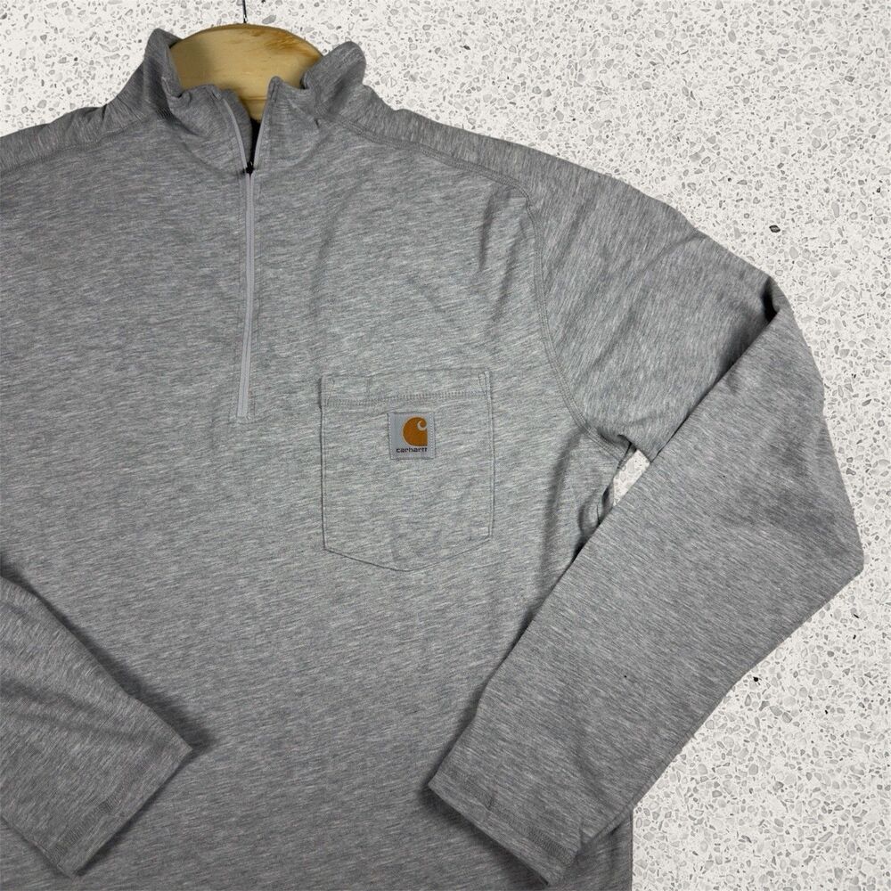Carhartt Force Relaxed Fit 1/4 Zip Pullover Gray Pocket Shirt Men’s Medium